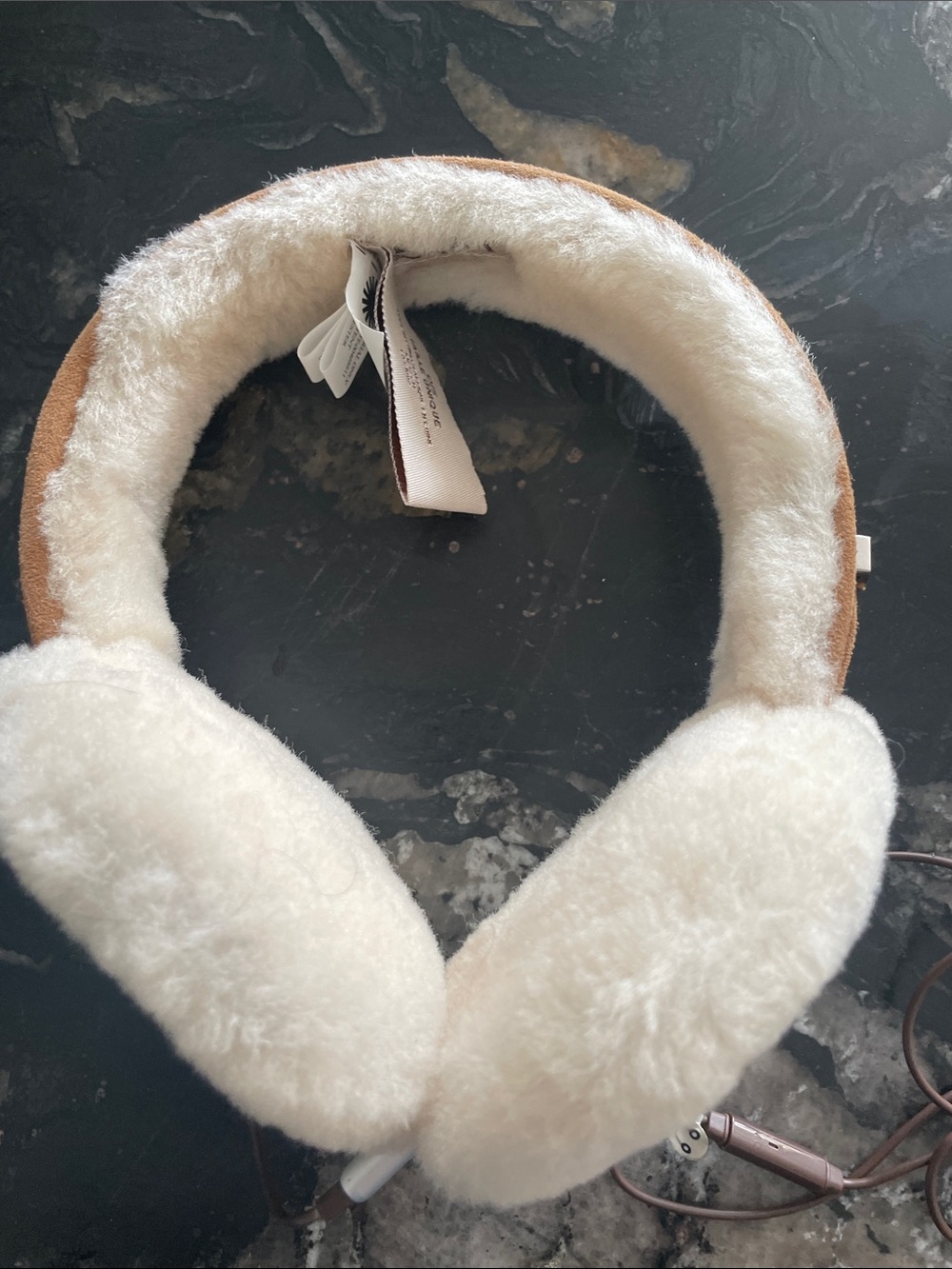 UGG Chestnut and Cream Shearling On-Ear Headphones - Picture 2 of 5